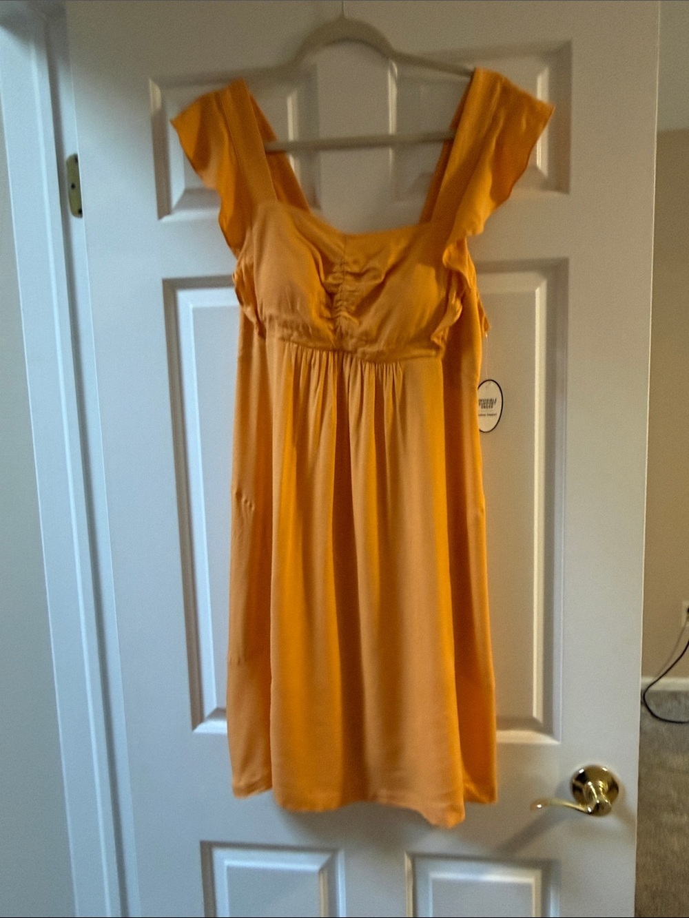 Sunny Orange Ruffle Strap Dress